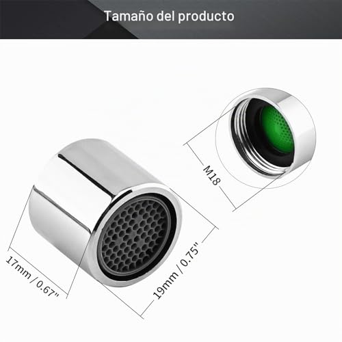 Miniatura 2 de Mromax 3 Aireadores De Grifo Hembra Universales De 18 Mm, Pieza De Repuesto Para Baño, Lavabo, Cocina, Fregadero, Grifo Bidé