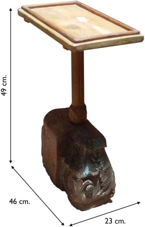 Miniatura 2 de Mesa Auxiliar De Centro De Madera Acabado Artesanal Marron