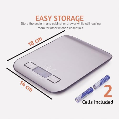 Image of URBANFIX Stainless Steel Digital Kitchen Weighing Scale & Food Weight Machine for Diet, Nutrition, Health, Fitness, Baking & Cooking (5Kgs, Stainless Steel, 2 Years Warranty)