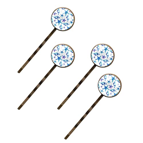 Barrette cheveux étoile de mer bleue fait main en métal de qualité