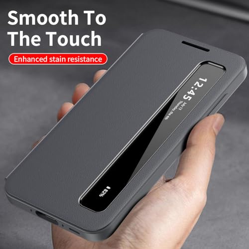 Coque Galaxy A56 rabat miroir mince étui protection intégrale gris - 5