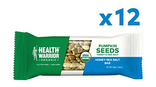 Health Warrior Pumpkin Seed Protein Bars, Honey Sea Salt, 8g Plant Protein, Gluten Free, Certified Organic, 12 Count