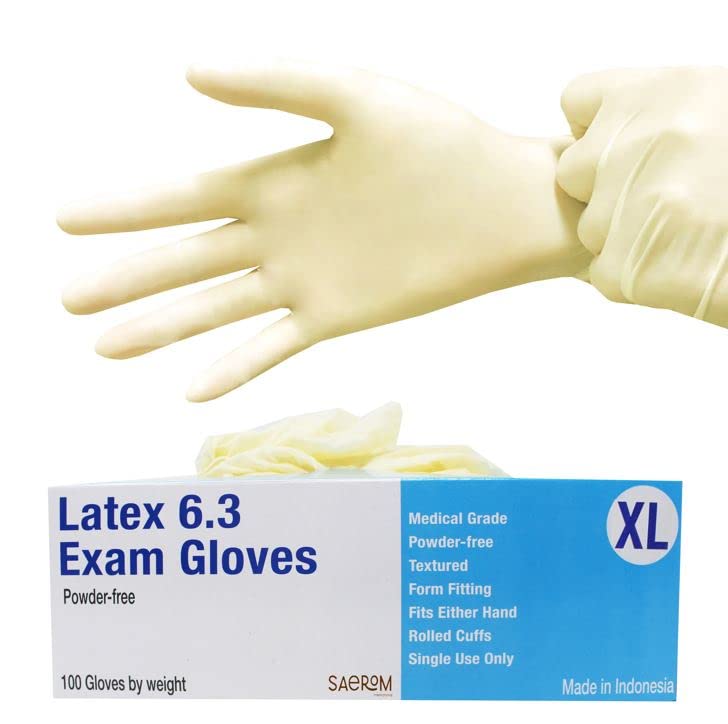 LATEX 6.3 Exam Disposable Powder Free Gloves, Medical Grade, Multi Purpose, Heavy Duty 100pcs/Box…