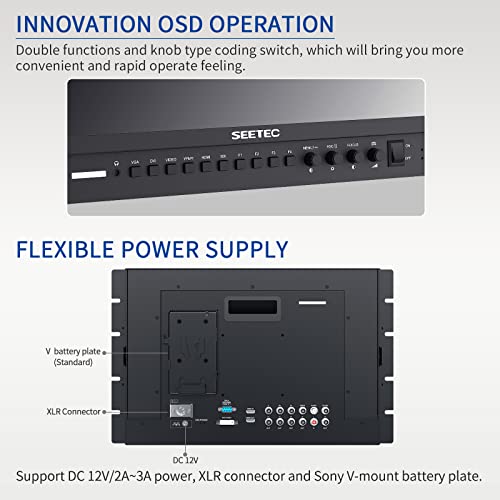 Image of P173-9HSD-RM 17.3 inch 7RU Rack Mount Broadcast LCD Director Monitor with 3G SDI HDMI YPbPr Input and Output Full HD 1920x1080