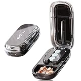 DUBSTAR Pill Cutter Splitter for Cutting Multiple Pills, Pill Cutter Splitter for Small and Tiny Pills (Clear Black)