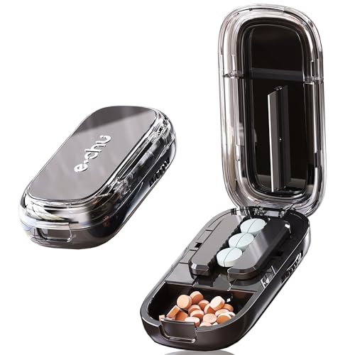 DUBSTAR Pill Cutter Splitter for Cutting Multiple Pills, Pill Cutter Splitter for Small and Tiny Pills (Clear Black)