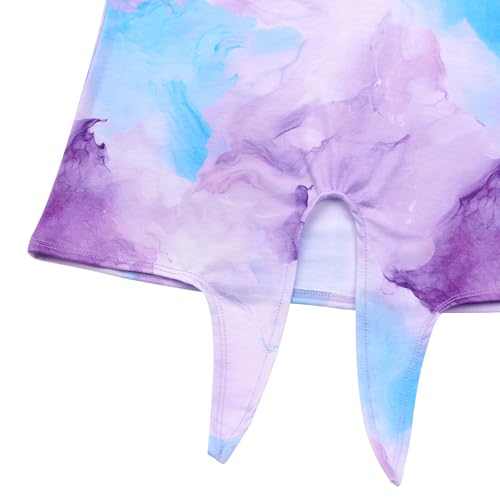 Image of JESKIDS Girls Short Sleeve Shirts Ruffle Tie Front Unicorn /Tie Dye Print Summer Tee Tank Tops 3-11 Years