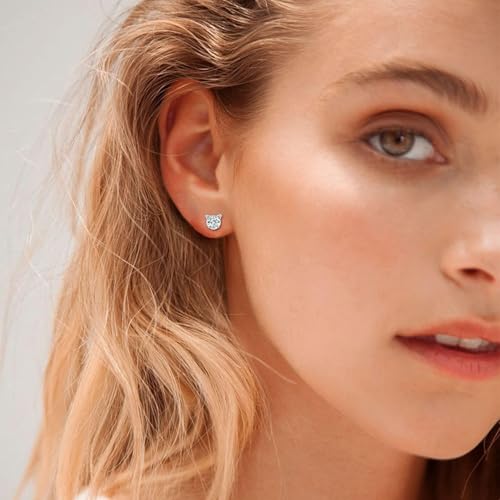 ChicSilver Cute Cat Earrings for Women - Hypoallergenic Sterling Silver Round Birthstone Cat Stud Earrings with Gift Box2