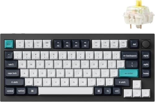 Keychron Q1 Max QMK/Via Clavier mécanique sans Fil, entièrement métallique, Bouton programmable, 2.4 GHz/Bluetooth/Clavier Filaire avec Hot-Swappable, Carbon Black, Gateron Jupiter Banana
