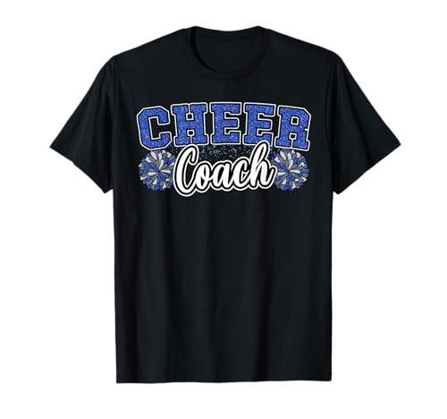 Loud Proud Cheer Coach Pom Poms Blue Cheerleader Women T-Shirt