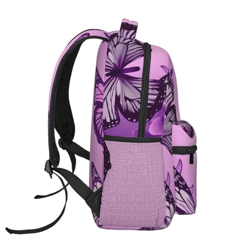 Casual Backpack for Women Men Many Purple Butterfly Lightweight Daypack Large Capacity Nurse Bag3