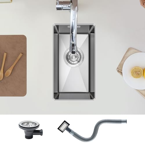 KEOKBON Klein Spüle 25x40cm, 304 Edelstahl Spülbecken 1 Becken Rechteckig...