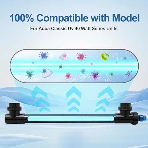 Image of 40 Watt UV Lamp for Aquarium & Pond - 40 Watt Replacement UV Lamp for Aqua Water Filter (A20040 40W), 18 Months Life Time, Keeps Water Clean & Clear