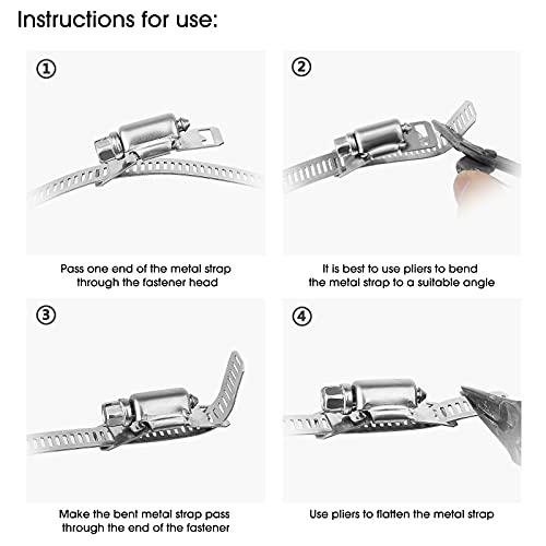 Homagic Hose Clamps 20 FT Adjustable 304 Stainless Steel Large Hose Clamp with 9 Fasteners Duct Clamps for Automotive Pipes Cables Tubes Heating Cooling