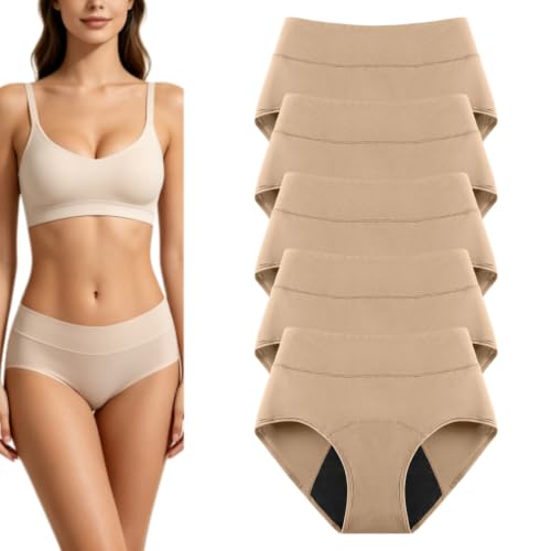 JohSahn Fluxe 100% Leak-Proof Underwear That Wont Let You Down for Women Leakproof Discreet Absorbent (4X-Large Apricot)