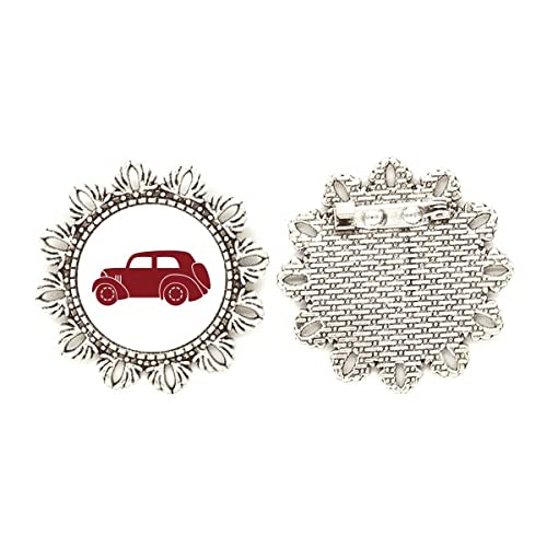 Broche de coches clásicos rojo con flores el regalo vintage ideal