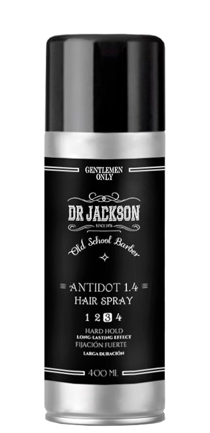 DRJACKSON LACA ANTIDOT 1.4 FUERTE 400 ml – Laca de fijación fuerte que proporciona un control duradero y un acabado sin frizz, ideal para estilos firmes y prolongados.