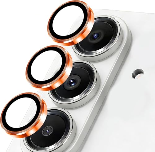 Image of CLITZ Camera Lens Protector for Samsung Galaxy S26 /S26 Plus, Metal Aluminum CircleTempered Glass Camera Protector, Military Grade Shatterproof,Case Friendly, Accessories Lens Protector-Orange