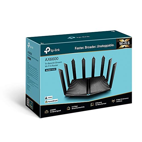 Image of TP-Link Archer AX90 AX6600 Tri-Band Gigabit Wi-Fi 6 Wireless WiFi Router | 1.5 GHz Quad-core Processor | OFDMA and MU-MIMO | WPA3 | HomeShield | Eight high-gain Antennas | Beamforming