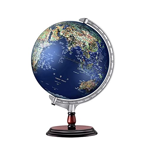 Globe terrestre Globe terrestre de Bureau avec océans Bleus Globe terrestre éclairé avec Support en Bois 7,8 ou 11,8 Globe Lumineux pour Enfants et Adultes Globes géographiques (C