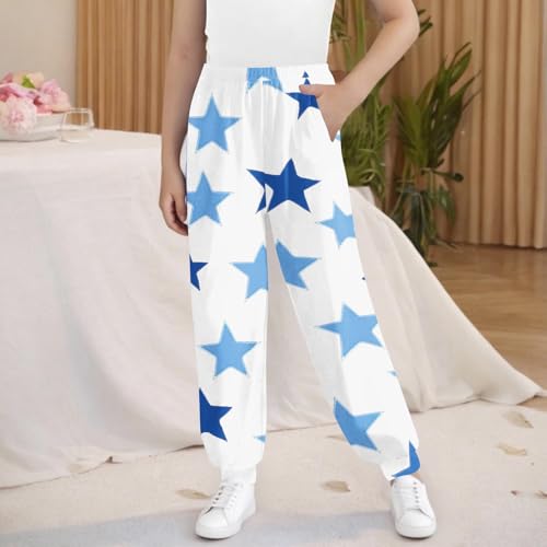 Kids Stars Print Sweatpants Loose Elastic Waist Casual Joggers Athletic Track Pants with Pockets for Girls Boys 3-15 Years2