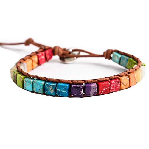 Image of YGLINE Boho Handmade Wrap Leather Tube Crystal Stone Bracelet for Women