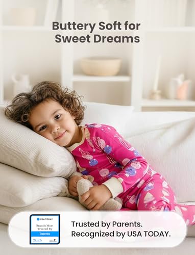 Image of PATPAT Bamboo Viscose Pajama Sets for Toddler Boys & Girls Baby Kids, Ultra-soft Snug fit Pjs Sleepers for Birthday Holiday