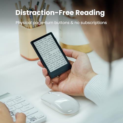 Image of XTEINK X4 E-Book Reader, 4.3 inch Portable Pocket E-Ink eReader with Physical Page-Turn Buttons, Ultra-Thin 0.23 inch&2.72 oz, Magnetic-Ready Design, Distraction-Free Reading, 16GB Storage, Space Black