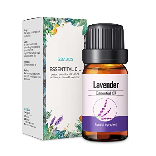 EZBASICS Lavender Essential Oil 100% Pure and Natural for Facial Steamer Home Diffuser Aromatherapy Making Candle Perfume 10ml (1/3oz)