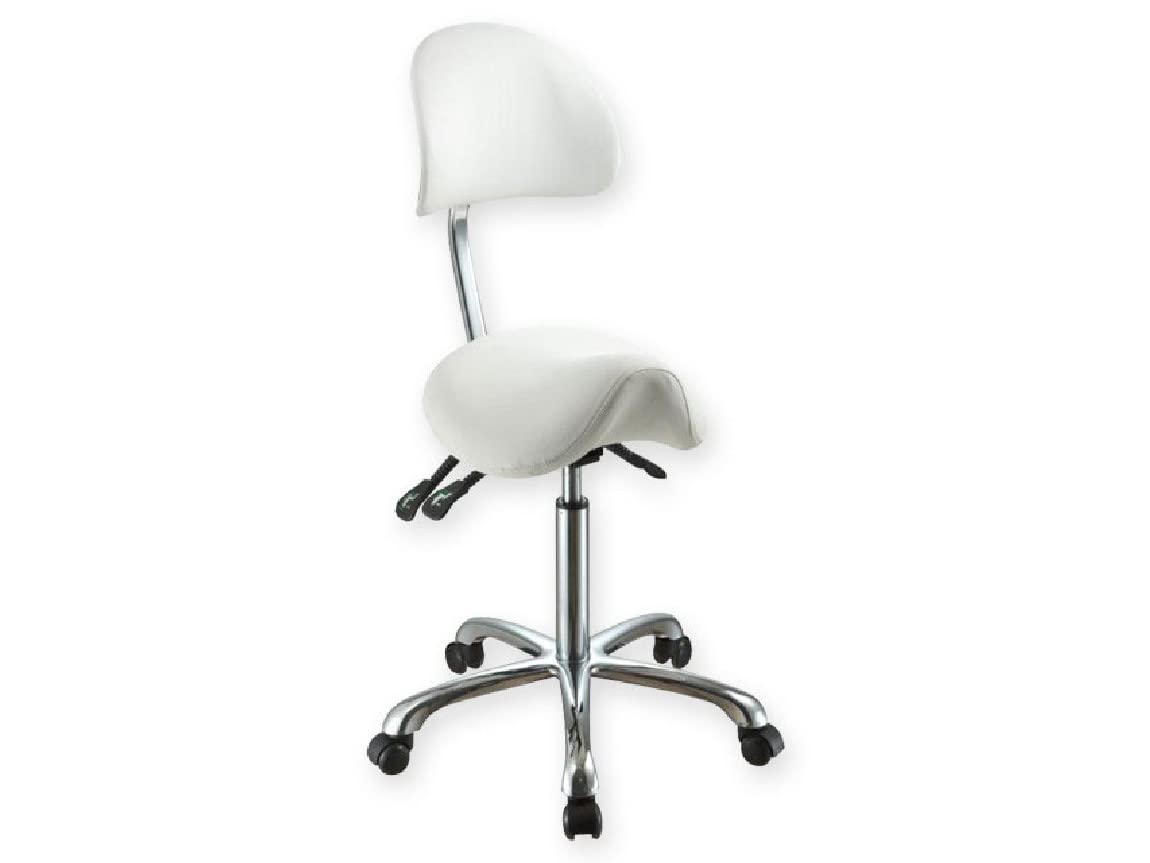 GIMA 45261 Sgabello Ergo, con Schienale, Bianco