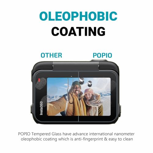 Image of POPIO Military-Grade Gorilla Tempered Glass for Insta360 Ace Pro Action Camera (Transparent) Edge To Edge Full Screen Coverage, Complete Set Of 3 Glass