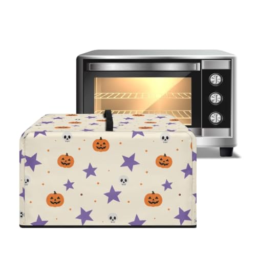 Image of Microwave Oven Dust Cover Air Fryer Toaster Oven Protector, Halloween Small Appliances Cover, L, 20.9 x 15.7 x 12.4 Inches, Cute Pumpkin Skull Star Beige