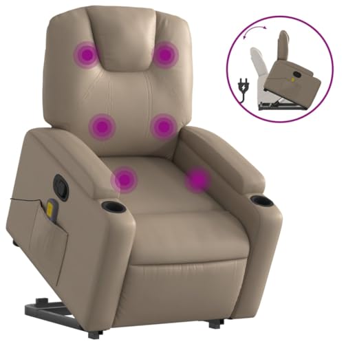 Homgoday Massagesessel mit Aufstehhilfe, Relaxsessel, Aufstehsessel Fernsehsessel Ruhesessel mit Liegefunktion Liegesessel TV Sessel, für Wohnzimmer Cappuccino-Braun Kunstleder – Bild 3