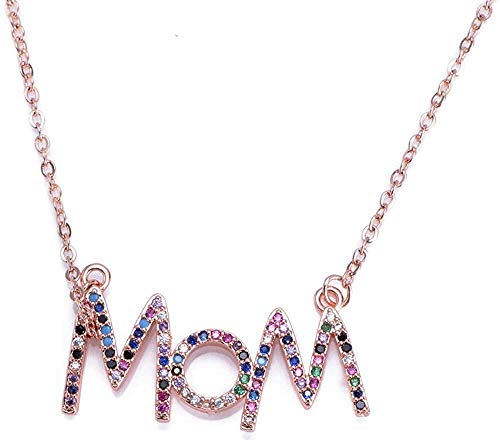 Preisvergleich Produktbild CKAWM Halskette Womeninitial Halskette Regenbogen Zirkon Auge Herz Kupfer Anhänger Halskette Frauen Schmuckkette Mothergift Motherday