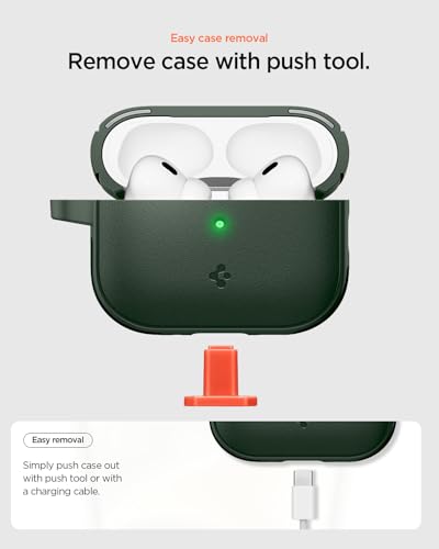 Image of Spigen for AirPods Pro 3 Case, Carabiner Included, Shock-Proof, Light & Compact Cover, (Spigen Vault) - Midnight Green