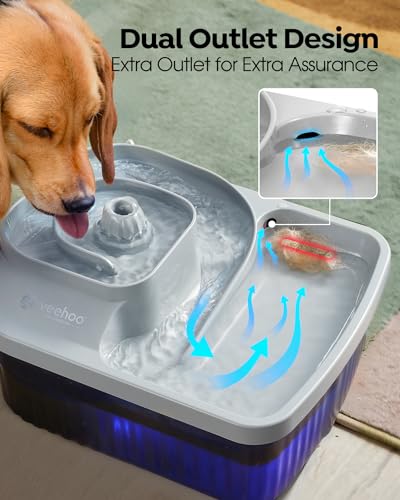 Veehoo Dog Water Fountain for Large Dogs – 2.4Gal Pet Water Fountain with Diatomaceous Earth Mat and 5 Filters, Automatic Dog Water Bowl Dispenser with Silent Pump & LED Indicator for Dogs and Cats Veehoo Dog Water Fountain for Large Dogs – 2.4Gal Pet Water Fountain with Diatomaceous Earth Mat and 5 Filters, Automatic Dog Water Bowl Dispenser with Silent Pump & LED Indicator for Dogs and Cats