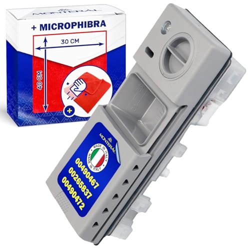Dispensador de Detergente Tipo 100998 para Lavavajillas con Código Original 00490467 00265837 00490472 para Bosch para Siemens - Completo con Bayeta Microfibra - MADE IN ITALY - MONTERAL