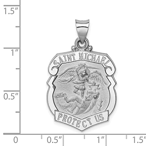 14k White Gold Saint Michael Badge Medal Necklace Charm Pendant Religious Patron St Fine Jewelry For Women Gifts For Her - Image 4