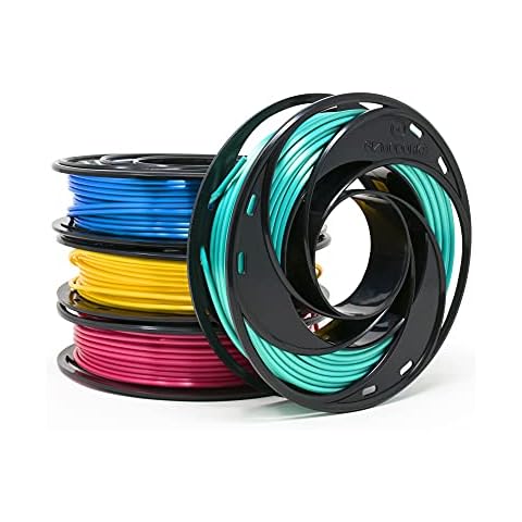 Gizmo Dorks Silk PLA 3D Printer Filament 1.75mm 200g, 4 Color Sample Pack - High Gloss Ocean Blue, Red Pink, Teal, Yellow Gold Cover