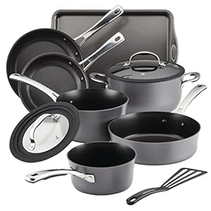 Rachael Ray Cook + Create Hard Anodized Nonstick Cookware/Pots and Pan Set, 10 Piece – Black