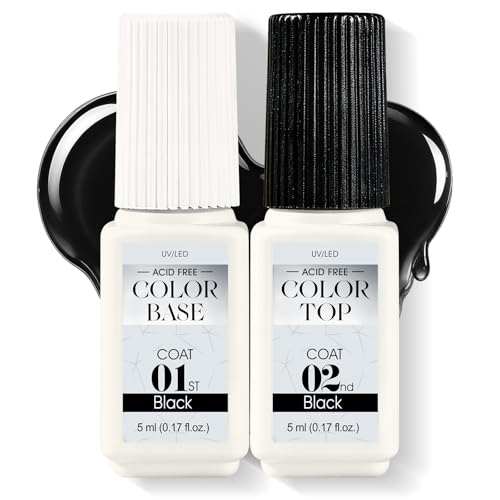 Jofay Fashion Black Gel Polish - All-in-One Step Black Nail Polish 10ml Soak Off LED/UV Lamp DIY Salon Manicure at Home Long Lasting Glossy Finish Home Nail Salon Gift for Women & Girls (0.33 Fl Oz)