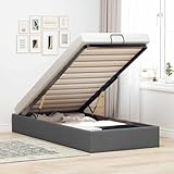vidaXL Ottoman-Bett ohne Matratze Dunkelgrau 90x200 cm Stoff, Bettrahmen, Bettgestell mit Stauraum, Polsterbett, Bettgestell, Bettrahmen mit Stauraum