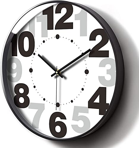 Image of TEKCOOL Wall Clock 12 inch Silent Quartz Decorative Wall Clock Non-Ticking Classic Digital Clock Battery Operated Round Easy to Read Handheld Complete Home /Kitchen /Bedroom(433);
