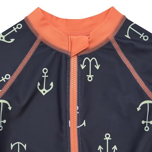 Gerber Baby Boys Toddler Long Sleeve One Piece Sun Protection Rashguard Swimsuit, Blue Anchor, 3-6 Months - image 4