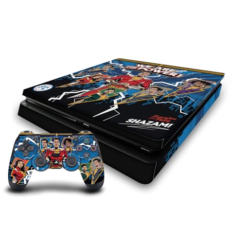 Skin PS4 Slim Shazam! Head Case Designs - Autocollant vinyle pour console et 2 manettes