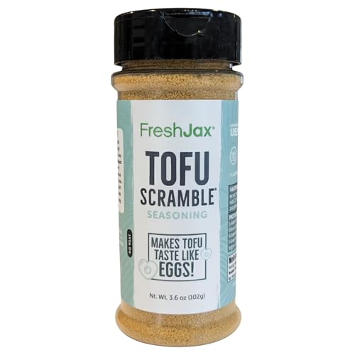 FreshJax Organic Tofu Scramble Spice Mix – Vegan Plant-Based Egg Seasoning, 3.6 oz Large Bottle, Gluten-Free, Certified Kosher, Non-GMO, No Preservatives