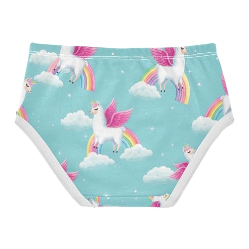 Cute Llamas Rainbows Blue Toddler Girl Undies, Girls' Underwear, 2T–8 Years2