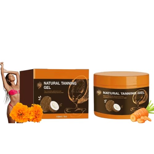Selbstbräuner für Schnelle Bräune, Tanning Gel mit karottenöl und Vitamin E, Bräunungscreme für Natürliche Bräune, Bräunungsbeschleuniger für Drinnen und Draußen, Bräunungsöl für Gesicht und Körper