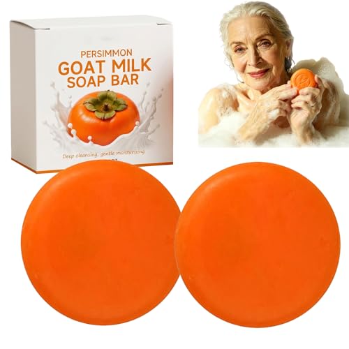 Jabón redondo de caqui para eliminar el mal olor corporal y el olor de las personas mayores, jabón desodorante en barra para el baño que elimina el mal olor y limpia profundamente (2PCS)