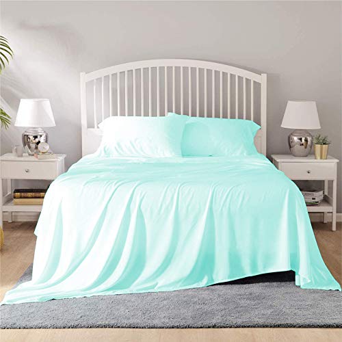 Image of YRM Bedding's - Egyptian Cotton Bedsheet 400-TC Premium Hotel Quality 1 Bedsheet (82x102) + 2 Pillow Covers (18x28) - (Full Size, Aqua Blue Color)